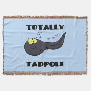 Cute fun tadpole cartoon illustration throw blanket