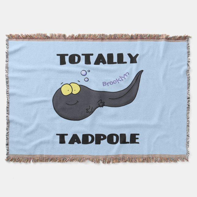 Cute fun tadpole cartoon illustration throw blanket (Front)