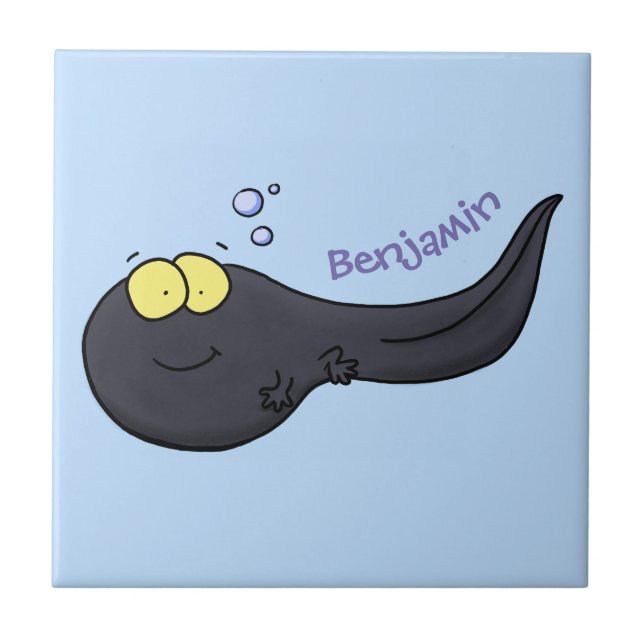 Cute fun tadpole cartoon illustration tile (Front)