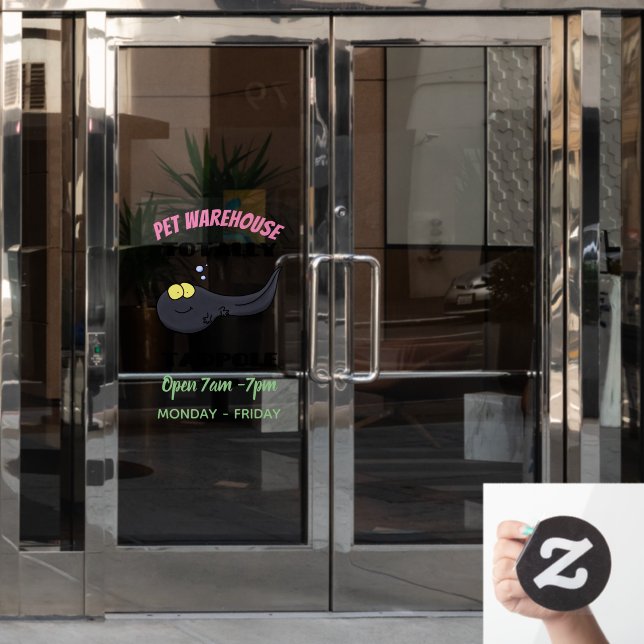 Cute fun tadpole cartoon illustration  window cling (Office Door)