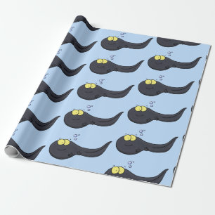 Cute fun tadpole cartoon illustration wrapping paper
