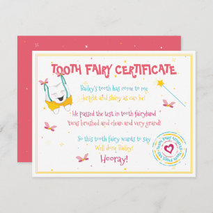 Cute Fun Tooth Fairy Certificate Peach Colour Pop Card