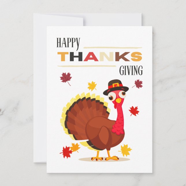 Cute Fun Turkey Fall Happy Thanksgiving Card (Front)
