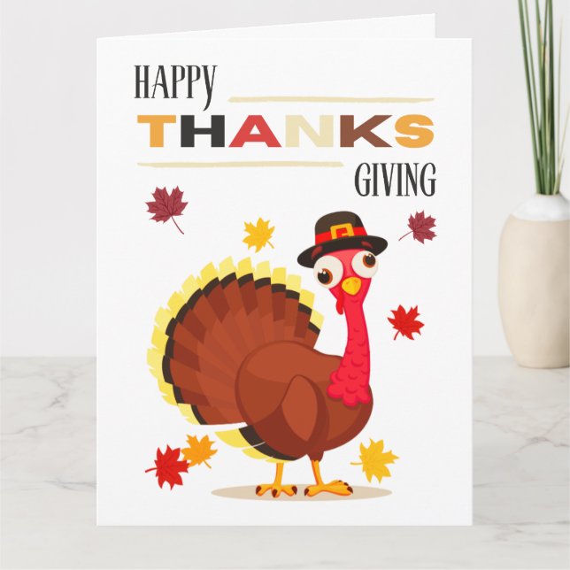 Cute Fun Turkey Fall Happy Thanksgiving Card (Front)