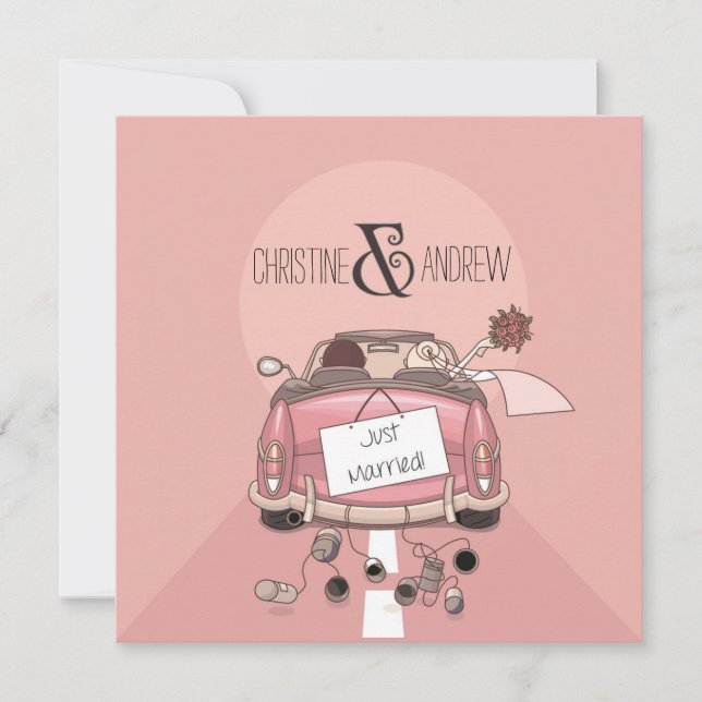 Cute Fun Typography "Just Married" Post Wedding Invitation (Front)
