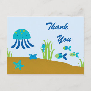 Cute fun under the sea thank you postcard