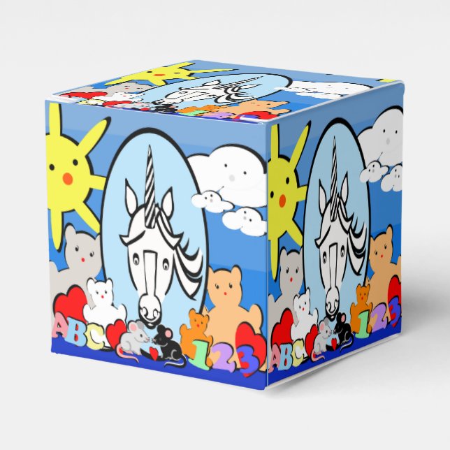 Cute Fun Unicorn Birthday Party Favour Box (Front Side)