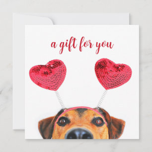 Cute Fun Valentine's Day Dog Headband Gift Card