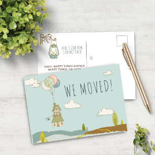 Cute Fun We Moved   Balloon House 2 Announcement Postcard