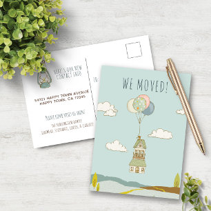 Cute Fun We Moved Balloon House Announcement Postcard