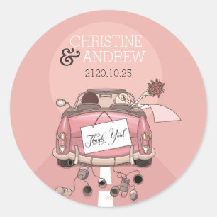Cute Fun Wedding Thank You Personalised Classic Round Sticker