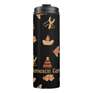 Cute Fun White Brown Kids Toy Car Plane Boat Thermal Tumbler