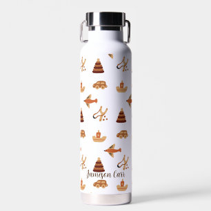 Cute Fun White Brown Kids Toy Car Plane Boat Water Bottle