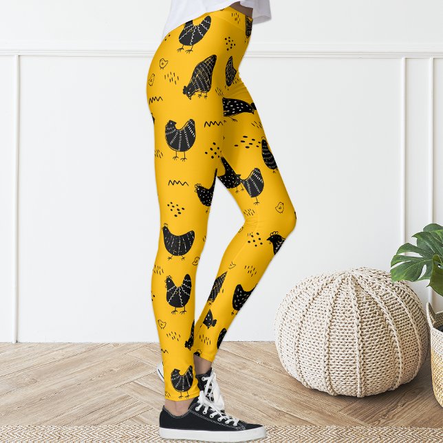 Cute Fun Yellow Black Chicken Leggings (Creator Uploaded)