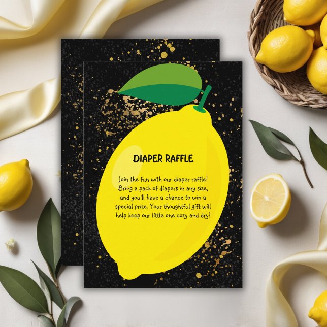 Cute Fun Yellow Lemon Gold Glitters Baby Shower Enclosure Card (Creator Uploaded)