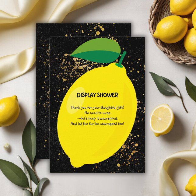 Cute Fun Yellow Lemon Gold Glitters Baby Shower Enclosure Card (Creator Uploaded)