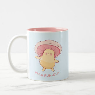 Cute fungi I'm a Fun-Guy  Two-Tone Coffee Mug