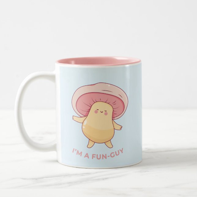 Cute fungi I'm a Fun-Guy  Two-Tone Coffee Mug (Left)