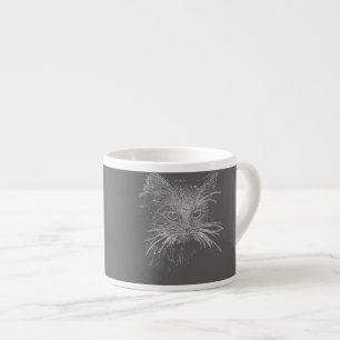 Cute Funky Black Cat Kitten Eyes Sketch Espresso Cup