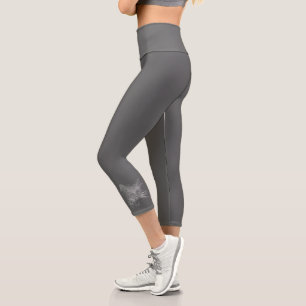 Cute Funky Cat Kitten Eyes Face Sketch Capri Leggings