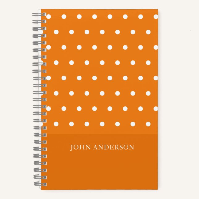 Cute Funky Orange Polka Dots Custom Script Notebook (Front)