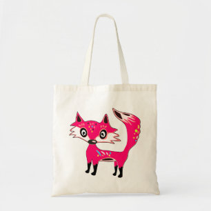 Cute Funky Pink Fox Tote Bag