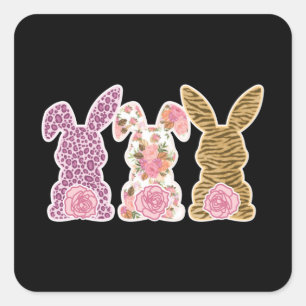 Cute & Funny 3 Little Easter Bunnies - Easter Gift Square Sticker
