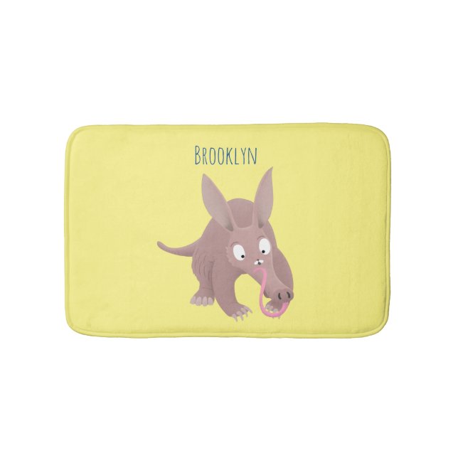 Cute funny aardvark cartoon bath mat (Front)