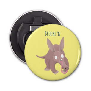 Cute funny aardvark cartoon bottle opener