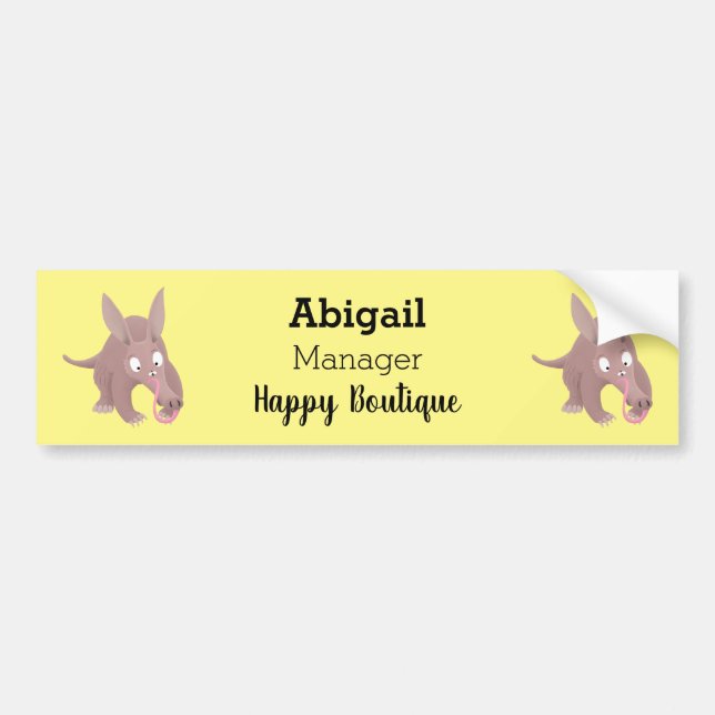 Cute funny aardvark cartoon  bumper sticker (Front)