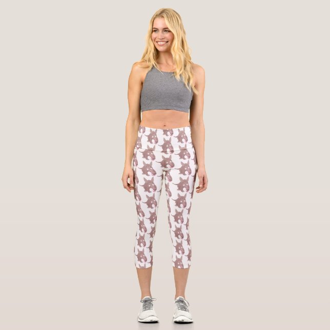 Cute funny aardvark cartoon capri leggings (Front)