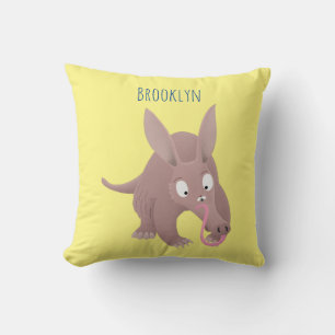 Cute funny aardvark cartoon cushion