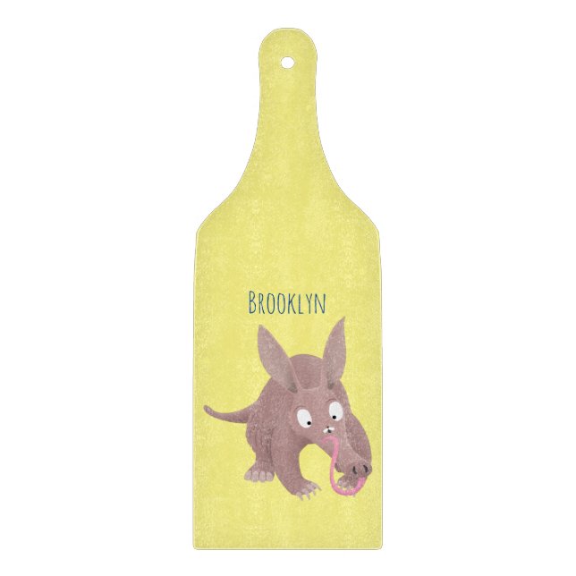 Cute funny aardvark cartoon cutting board (Front)