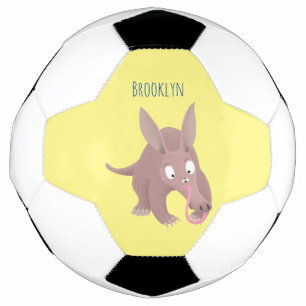 Cute funny aardvark cartoon football
