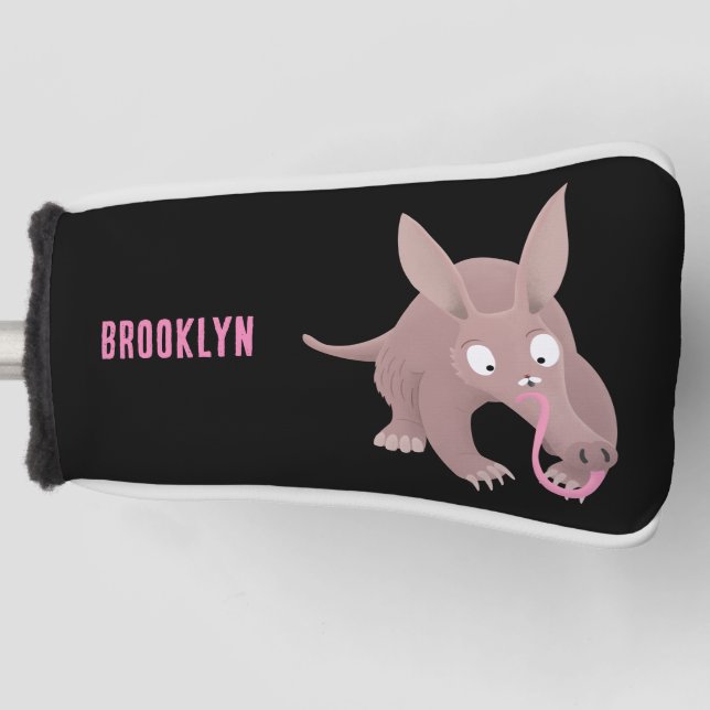 Cute funny aardvark cartoon golf head cover (Front)