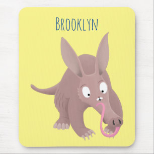 Cute funny aardvark cartoon mouse mat