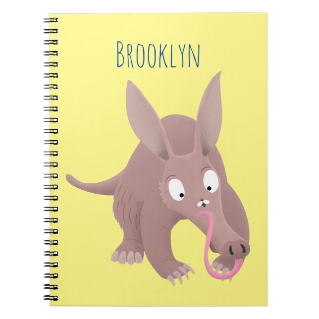 Cute funny aardvark cartoon notebook (Front)