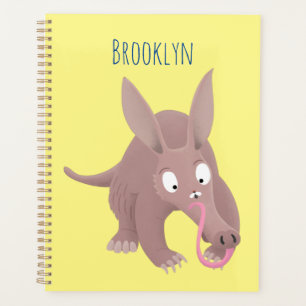 Cute funny aardvark cartoon planner