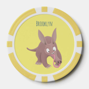 Cute funny aardvark cartoon poker chips
