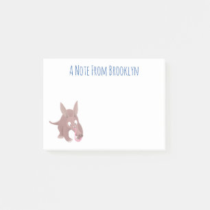 Cute funny aardvark cartoon post-it notes