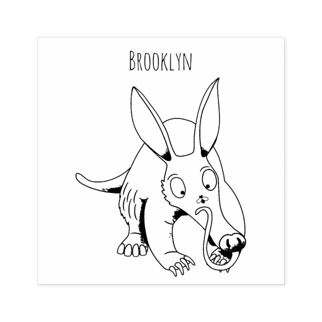 Cute funny aardvark cartoon rubber stamp (Imprint)