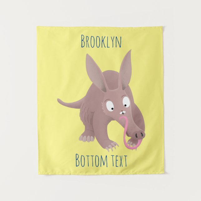 Cute funny aardvark cartoon tapestry (Front)