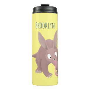 Cute funny aardvark cartoon thermal tumbler