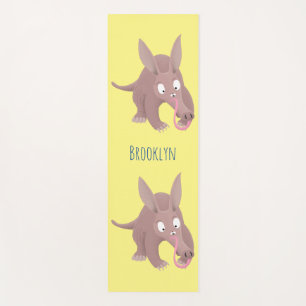 Cute funny aardvark cartoon yoga mat