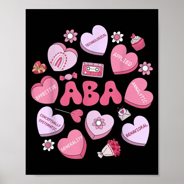 Cute Funny Aba Therapy Candy Heart Slp Behavior Va Poster (Front)