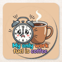 Cute Funny Alarm Clock Coffee Coaster