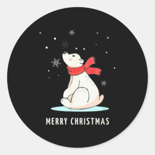 Cute Funny & Unique Christmas Lar Bear & S Classic Round Sticker