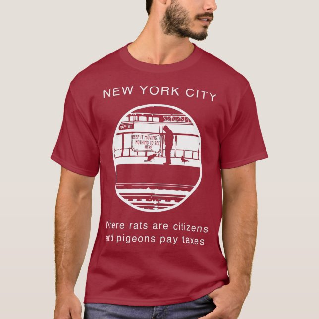 Cute Funny and Hilarious New York City Rat on T-Shirt (Front)