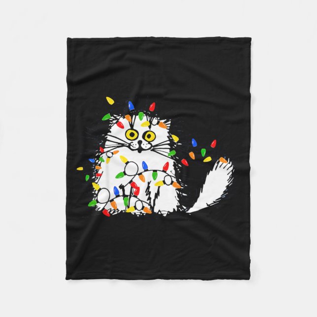 Cute Funny Animal Lover Cat Christmas  Fleece Blanket (Front)
