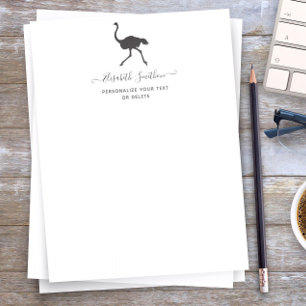 Cute Funny Animal Ostrich Bird Personal Stationery Custom Letterhead